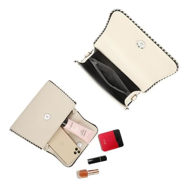 Elegancy Dubbade Gallantry Handväska - Beige - Grained Utseende - Magnetisk stängning