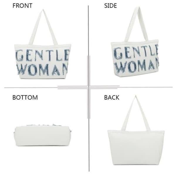 Handbag Cabas Gentle Woman i Vit Jeans - GALLANTRY - Rymlig och Hållbar
