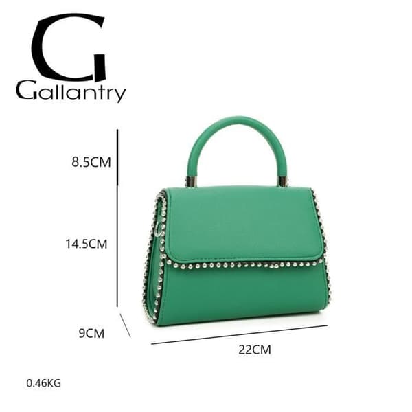 Green Gallantry Studded Elegancy Handväska - GALLANTRY Brand - Kornigt utseende - Handburen - Blandat kön