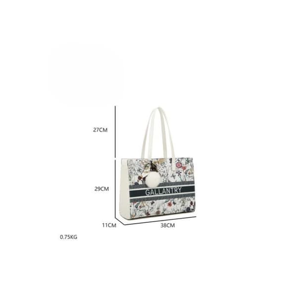 White Gallantry Print Chikle Rigid Tote Handväska