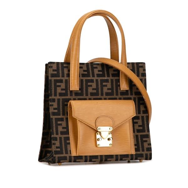Pre-owned Fendi Zucca Canvas Front Pocket Tote Brown