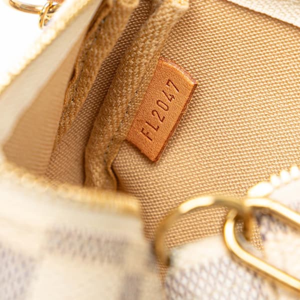 Pre-owned Louis Vuitton Damier Azur Mini Pochette Accessoires White