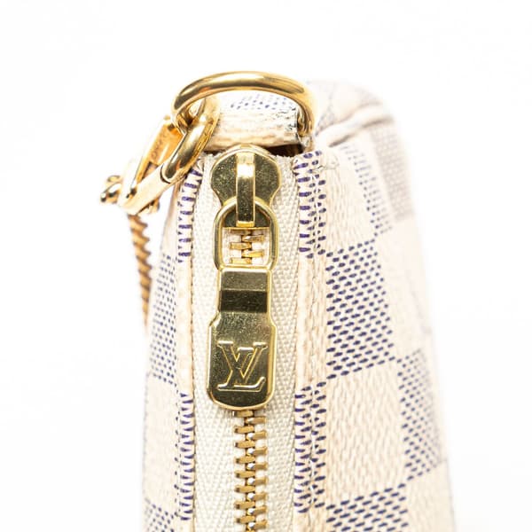 Pre-owned Louis Vuitton Damier Azur Mini Pochette Accessoires White