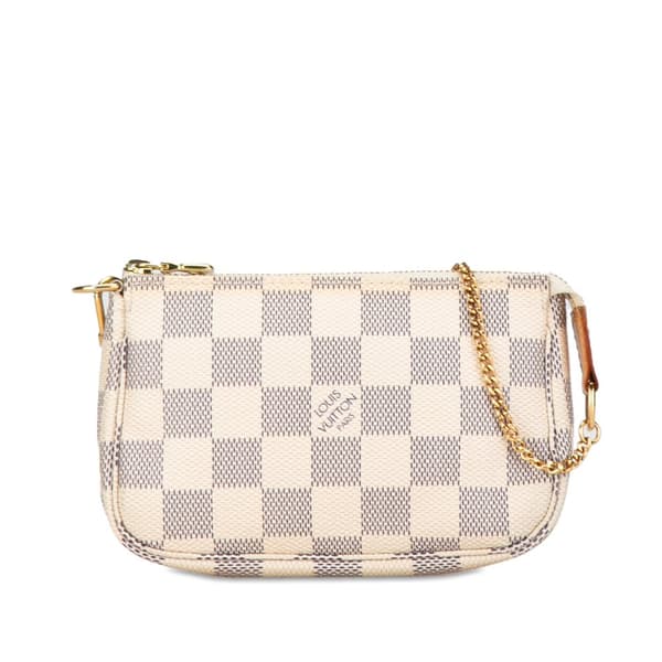 Pre-owned Louis Vuitton Damier Azur Mini Pochette Accessoires White