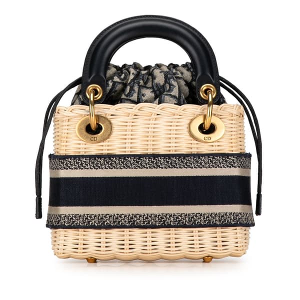 Pre-owned Dior Mini Oblique Wicker Lady Dior Brown