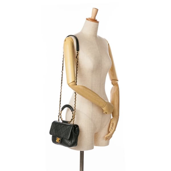 Pre-owned Chanel Mini In The Loop Flap Black
