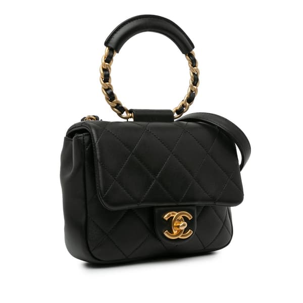 Pre-owned Chanel Mini In The Loop Flap Black