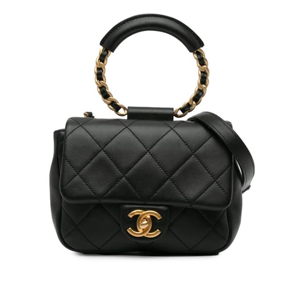 Pre-owned Chanel Mini In The Loop Flap Black
