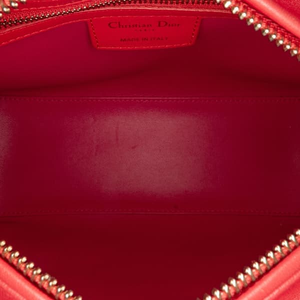 Pre-owned Dior Medium Bicolor Lambskin Cannage Lady Dior Red