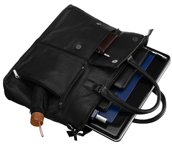 Obdélníková taška na notebook z přírodní kůže s nastavitelným popruhem