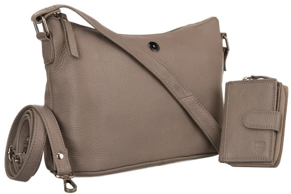 Lædertaske + pung PTN D73-DS Mørk Beige