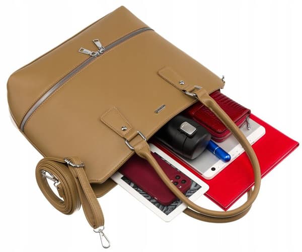 Stylová dámská shopper taška z ekologické kůže s odnímatelným popruhem - Rovicky