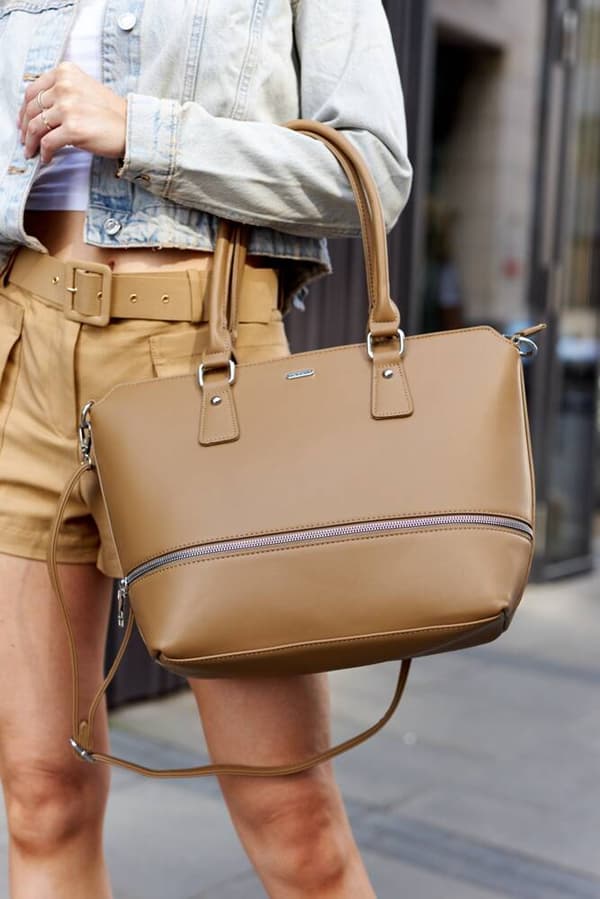 Stylová dámská shopper taška z ekologické kůže s odnímatelným popruhem - Rovicky