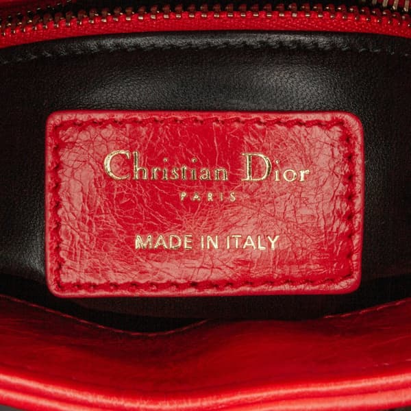 Pre-owned Dior Mini Calfskin Sequin Embellished Lady Dior Red