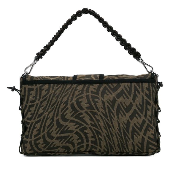Pre-owned Fendi Large Zucca Vertigo Mesh Baguette Satchel Brown