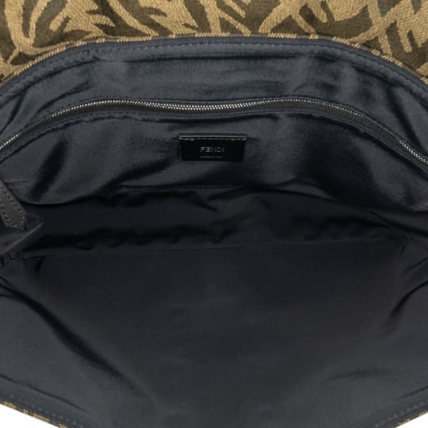 Pre-owned Fendi Large Zucca Vertigo Mesh Baguette Satchel Brown