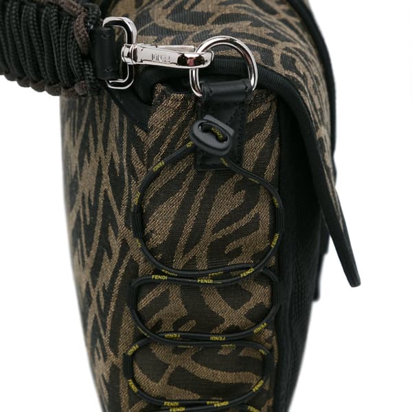 Pre-owned Fendi Large Zucca Vertigo Mesh Baguette Satchel Brown