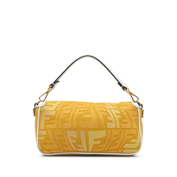 Pre-owned Fendi Sarah Coleman FF Canvas Fisheye  Baguette Satchel Yellow