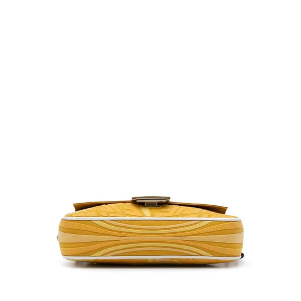 Pre-owned Fendi Sarah Coleman FF Canvas Fisheye  Baguette Satchel Yellow