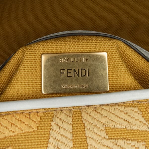 Pre-owned Fendi Sarah Coleman FF Canvas Fisheye  Baguette Satchel Yellow
