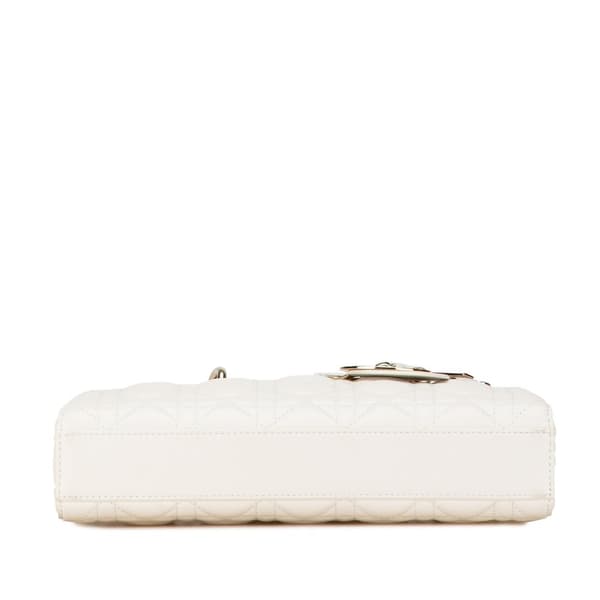 Pre-owned Dior Medium Lambskin Cannage Lady D Joy White