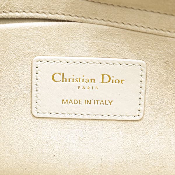 Pre-owned Dior Medium Lambskin Cannage Lady D Joy White