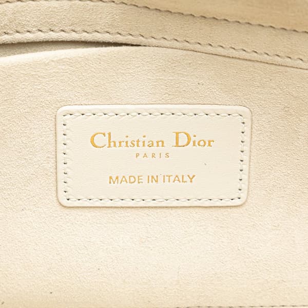 Pre-owned Dior Medium Lambskin Cannage Lady D Joy White