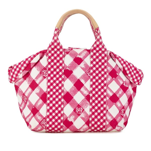 Pre-owned Chanel Canvas Gingham Handbag Pink