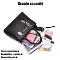 Miniatyrbild 4 av 6: Dammode 2st Set PU-läderhandväska + Crossbody-väska Handväska för kvinnor Modetygväska - svart