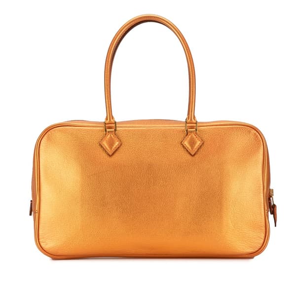 Pre-owned Hermès Metallic Chevre Coromandel Plume Elan 28 Orange