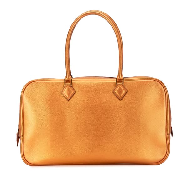 Pre-owned Hermès Metallic Chevre Coromandel Plume Elan 28 Orange