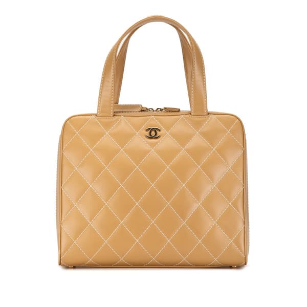 Pre-owned Chanel CC Wild Stitch Handbag Brown