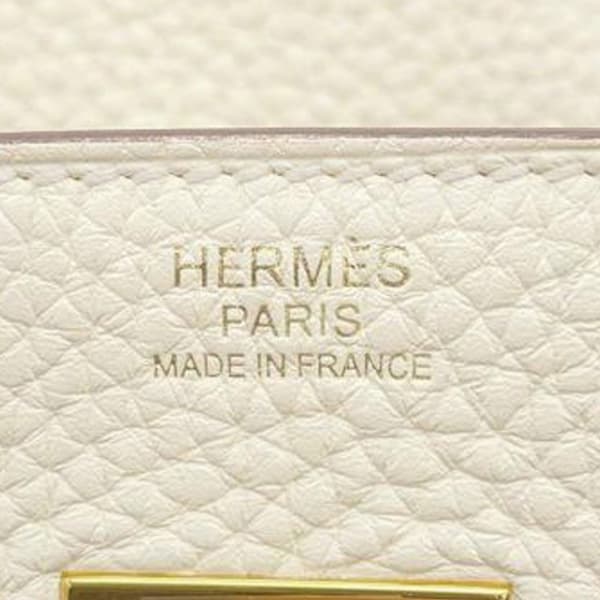 Pre-owned Hermès Clemence Birkin Retourne 30 White