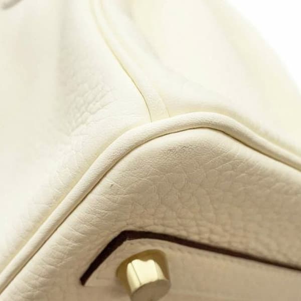 Pre-owned Hermès Clemence Birkin Retourne 30 White