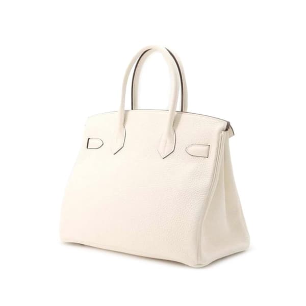 Pre-owned Hermès Clemence Birkin Retourne 30 White