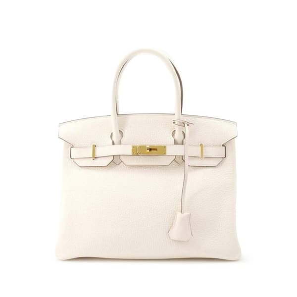 Pre-owned Hermès Clemence Birkin Retourne 30 White