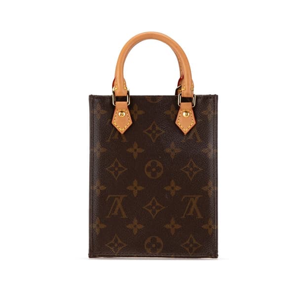 Pre-owned Louis Vuitton Monogram Petit Sac Plat Brown