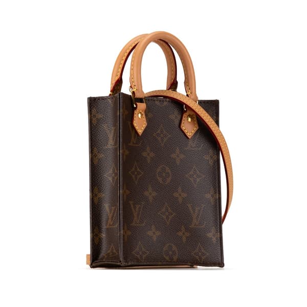 Pre-owned Louis Vuitton Monogram Petit Sac Plat Brown