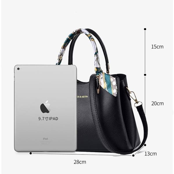Handväska för kvinnor - Axelväska i PU-läder Tote Crossbody-väska - Flera fickor Flera fack - Svart