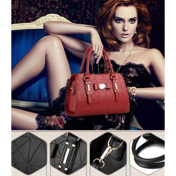 Elegant handväska för kvinnor Axelväskor Crossbody Ryggsäckar Resväska Tote Shopper Väskor Vattentät PU-läder Svart