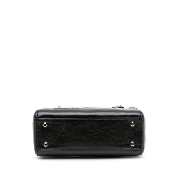 Pre-owned Dior Mini Beaded Calfskin Lady Dior Black