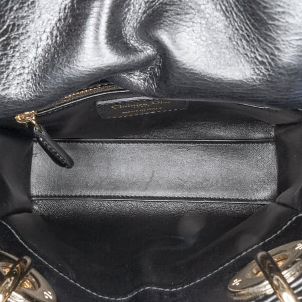 Pre-owned Dior Mini Beaded Calfskin Lady Dior Black