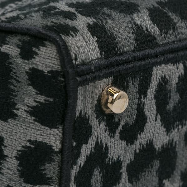 Pre-owned Dior Mizza Medium Embroidered Canvas Leopard Lady D Lite Gray