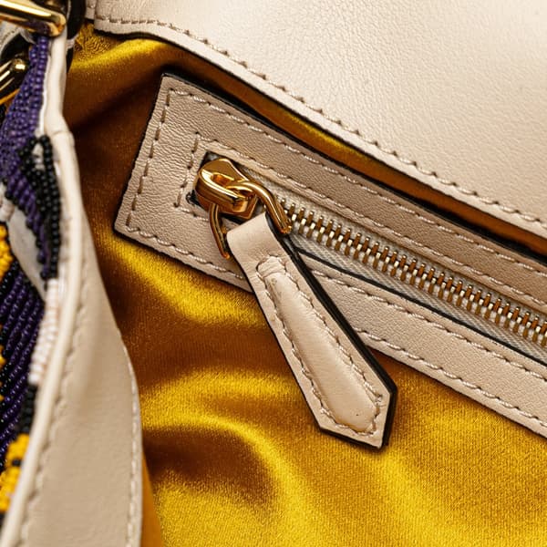 Pre-owned Fendi Beaded Satin Baguette Satchel Purple