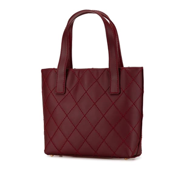 Pre-owned Chanel CC Lambskin Wild Stitch Handbag Red