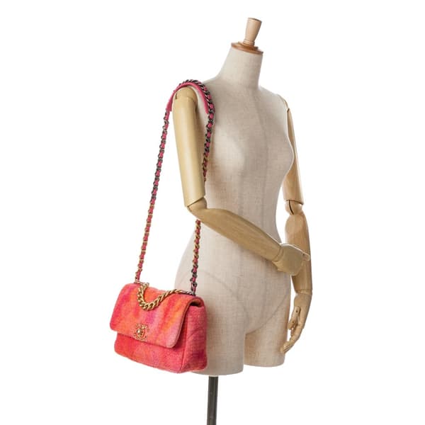 Pre-owned Chanel Medium Tweed 19 Flap Pink