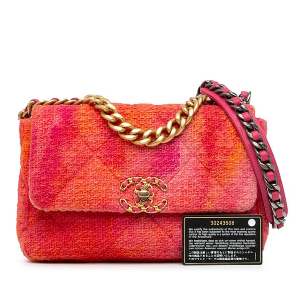 Pre-owned Chanel Medium Tweed 19 Flap Pink