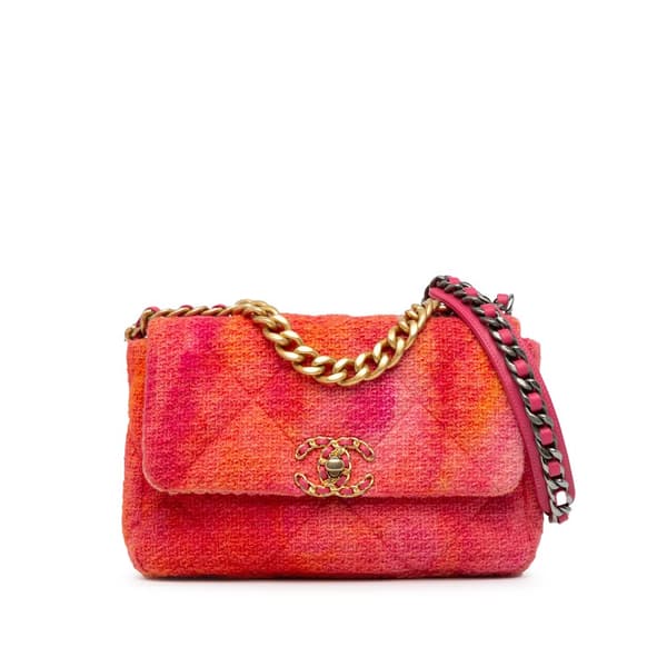 Pre-owned Chanel Medium Tweed 19 Flap Pink