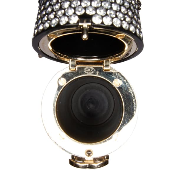 Pre-owned Chanel Crystal Lipstick Case on Chain Black