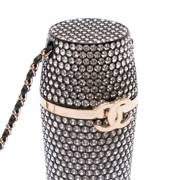 Pre-owned Chanel Crystal Lipstick Case on Chain Black